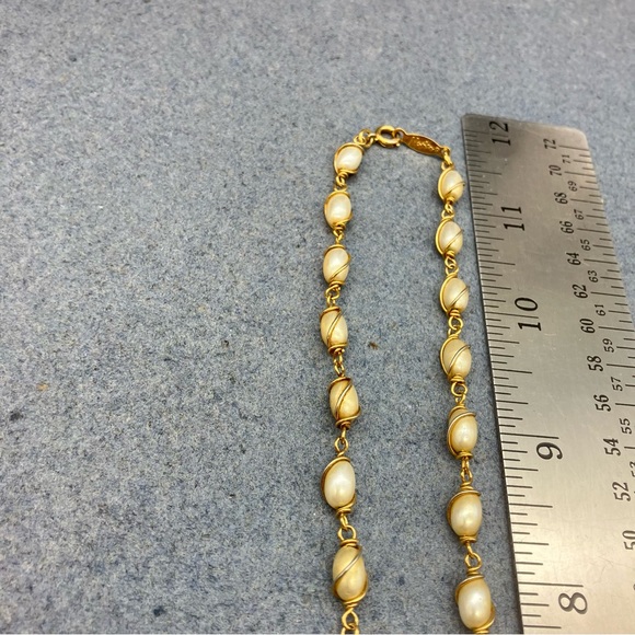 Napier Gold Pearl Necklace 24 In Swirl Cage Oval Retro Vintage Classic Elegant - Picture 5 of 6